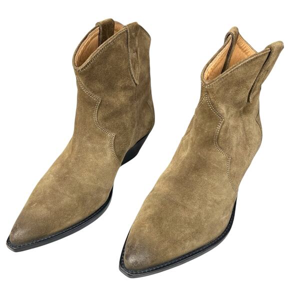 Isabel Marant Women’s Dewinna Green Suede Western Cowgirl Size 38 US 7.5 - Picture 6 of 12